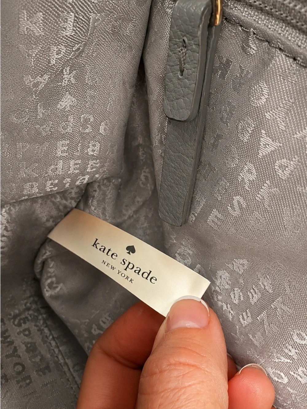 KATE SPADE New York Gray Ostrich-Embossed Leather Dome Satchel Crossbody Bag - Picture 7 of 16